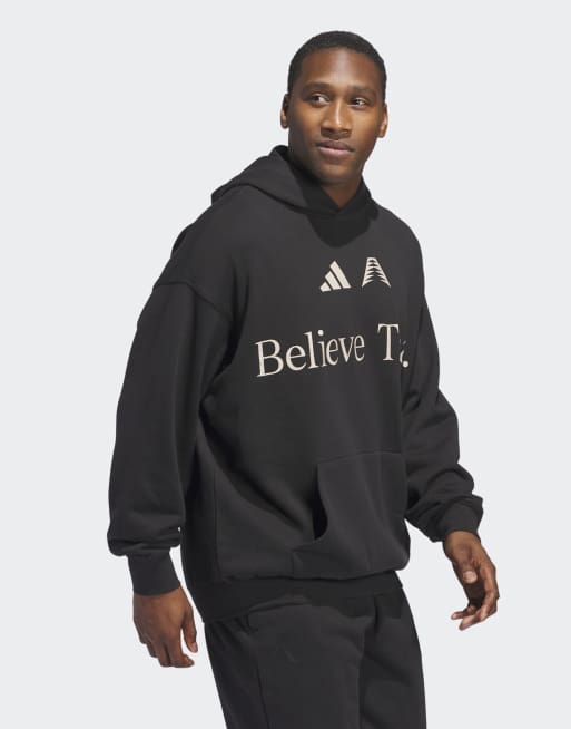 adidas Originals – Anthony Edwards – Czarna bluza z kapturem i napisem „Believe That”