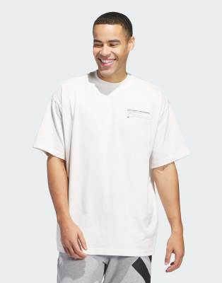 ★ adidas★ Anthony Edwards Seasonal Logo Tee Cloud White J adidas Originals Anthony edwards seasonal graphic tee in