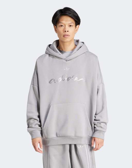 adidas Originals - Applique - Felpa grigia con applicazione e cappuccio