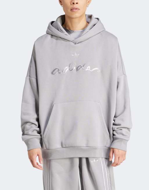 adidas Originals Applique Felpa grigia con applicazione e cappuccio