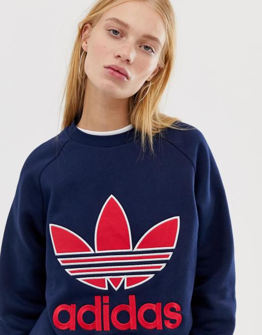 Adidas originals on sale applique trefoil sweatshirt