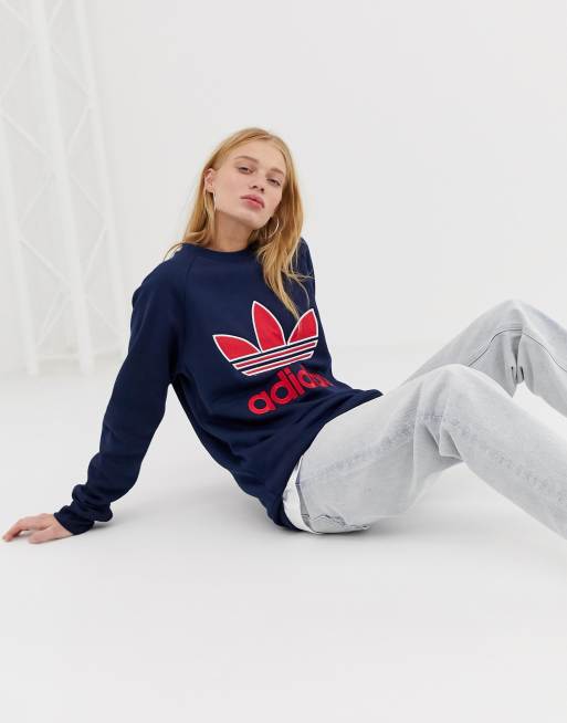 Adidas originals on sale applique trefoil sweatshirt