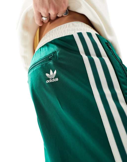 adidas Originals archive track pants in green and off white