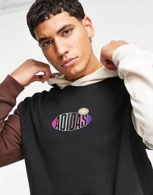 adidas Originals 'Area 33' colour block hoodie in black, 2 of 4