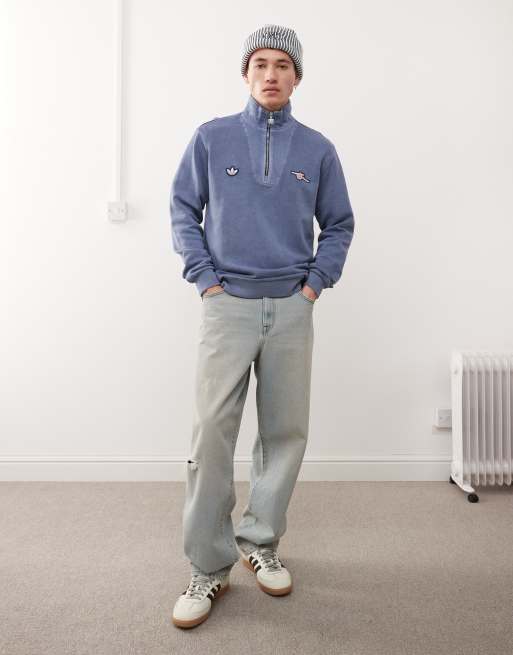 adidas Originals Arsenal Terrace Icons Half-Zip Top in blue