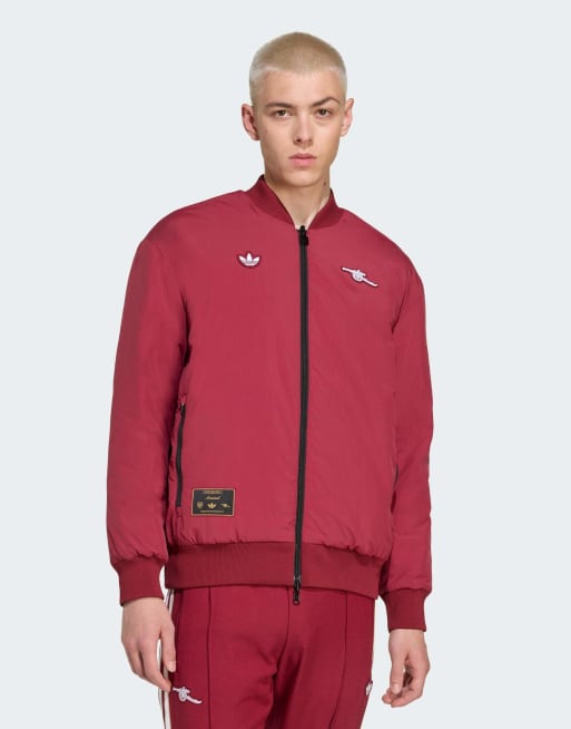 adidas Originals – Arsenal Terrace – Svart, vinröd jacka med ikonloggor