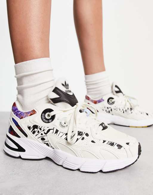 adidas Originals Astir sneakers in off white with animal print