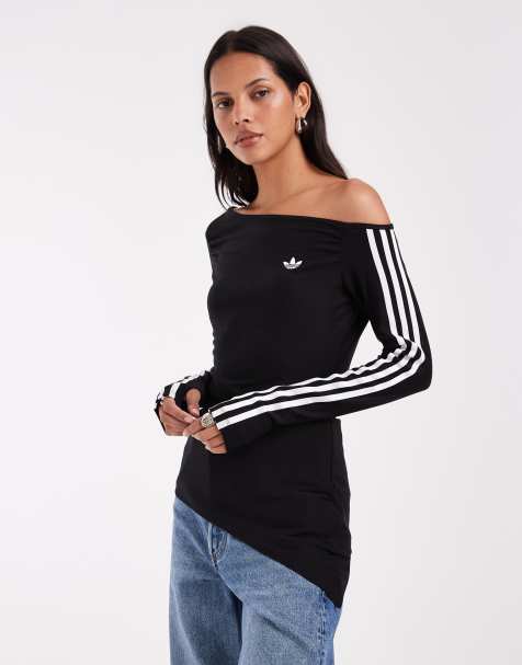 adidas Originals asymetric long sleeve top in black - view 1