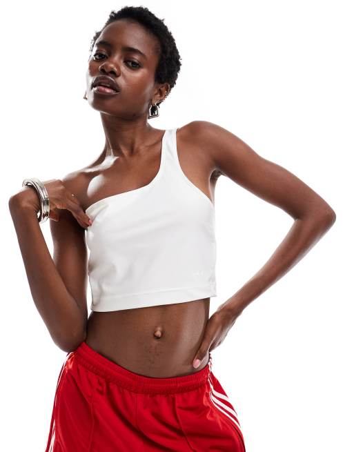 adidas Originals - Asymmetrisk og hvid croptop i spandex
