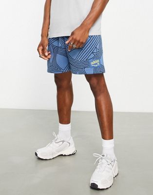 adidas Originals Athletic Club all over trefoil print shorts in blue - ASOS Price Checker
