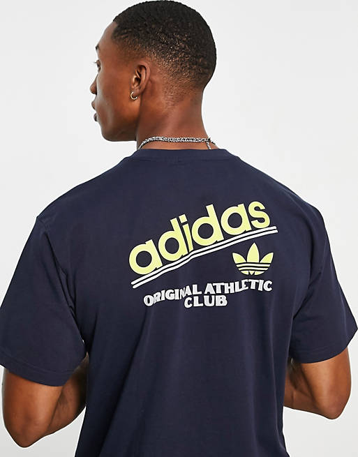 Activeren Nu pastel adidas Originals Athletic Club back print logo t-shirt in navy | ASOS