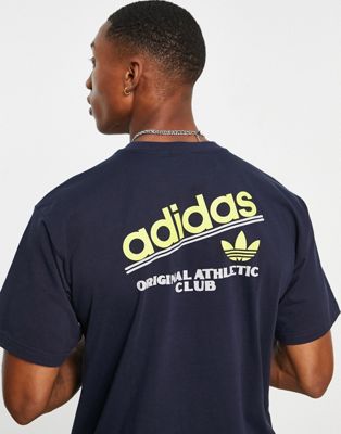 adidas Originals Athletic Club back print logo t-shirt in navy