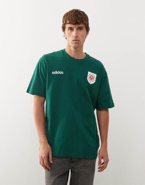 adidas Originals athletic t-shirt in dark green - view 1