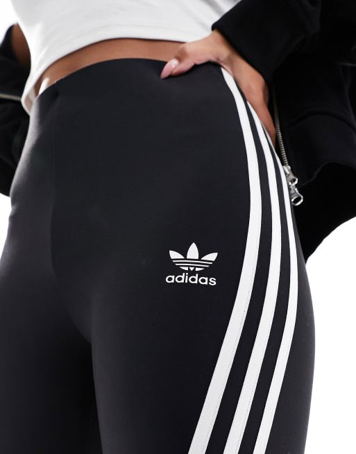 adidas Originals Ausgestellte Leggings in Schwarz mit den drei Streifen ASOS