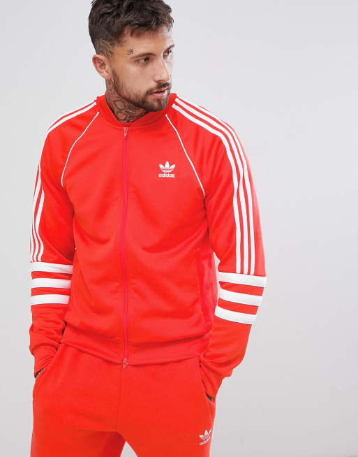 Adidas originals superstar track jacket  clearance men's red