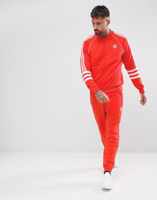 Adidas originals superstar hotsell mens velour red tracksuit