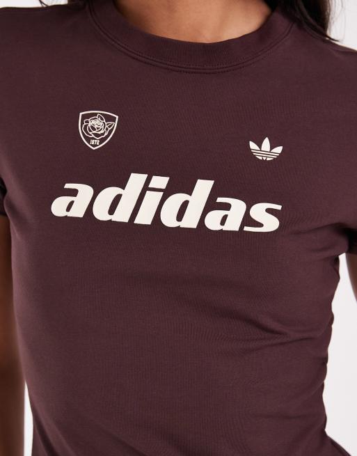 adidas Originals baby tee con logo marrone e giallo, 2 di 4