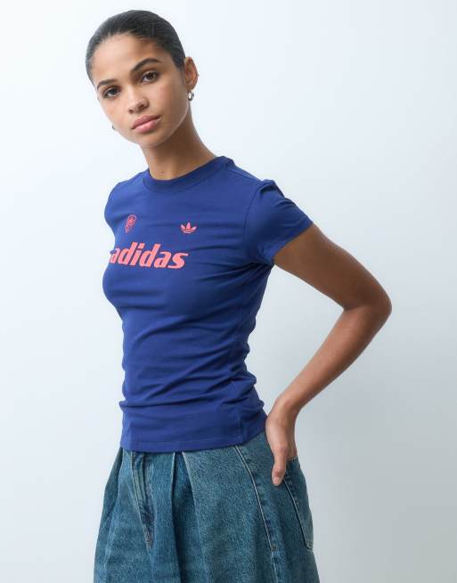 adidas Originals baby tee con logo navy e rosso, 2 di 4