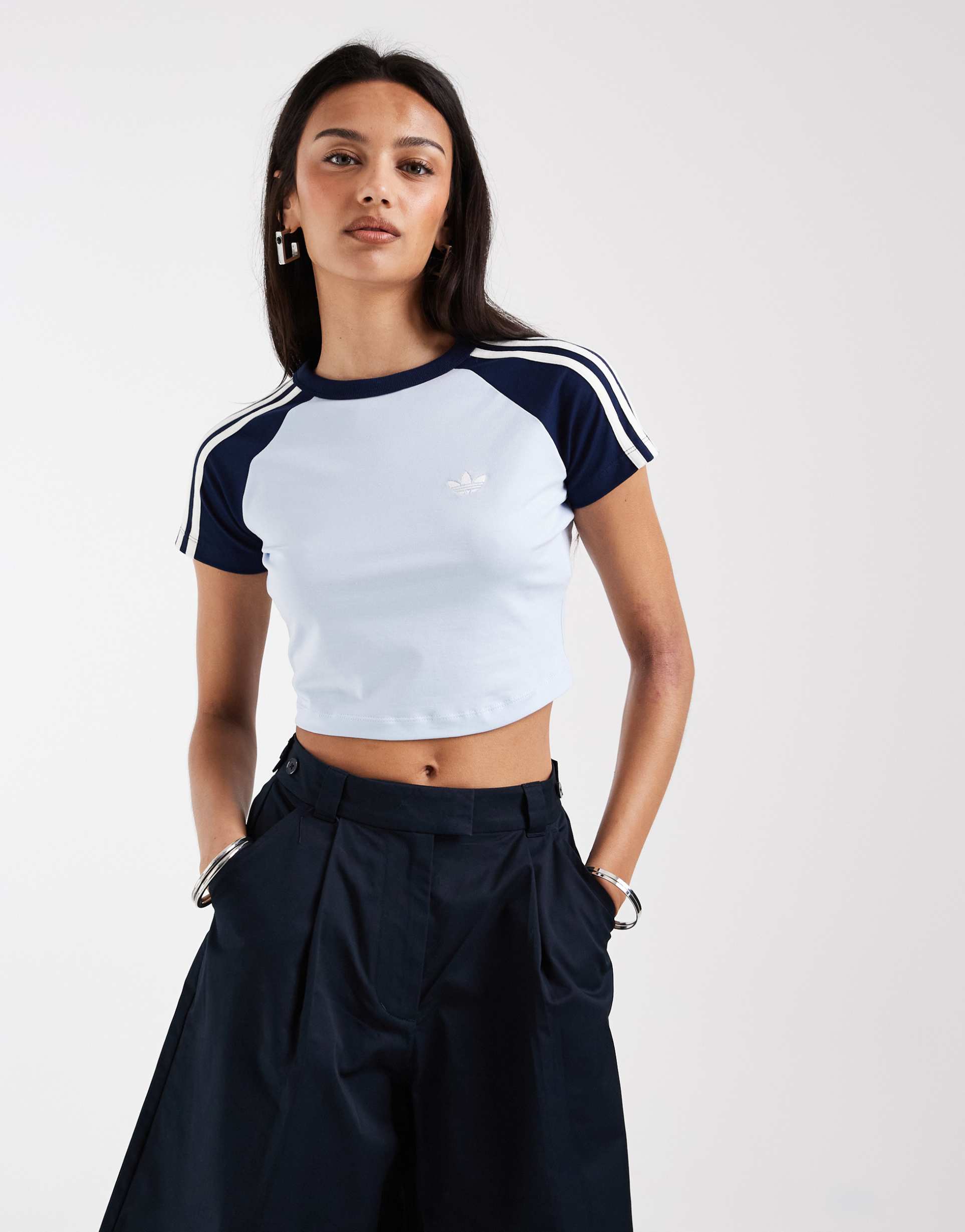 adidas originals baby tee in blue and navy