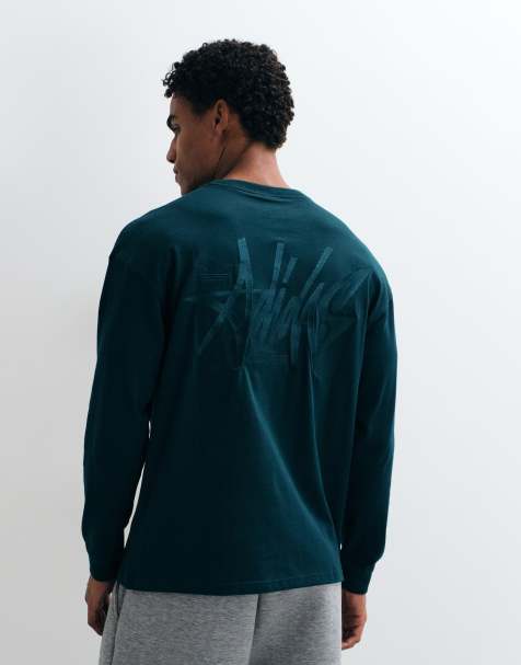 adidas Originals back embroidered long sleeve t-shirt in green - view 1