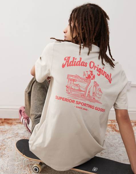 adidas Originals back graphic t-shirt in beige