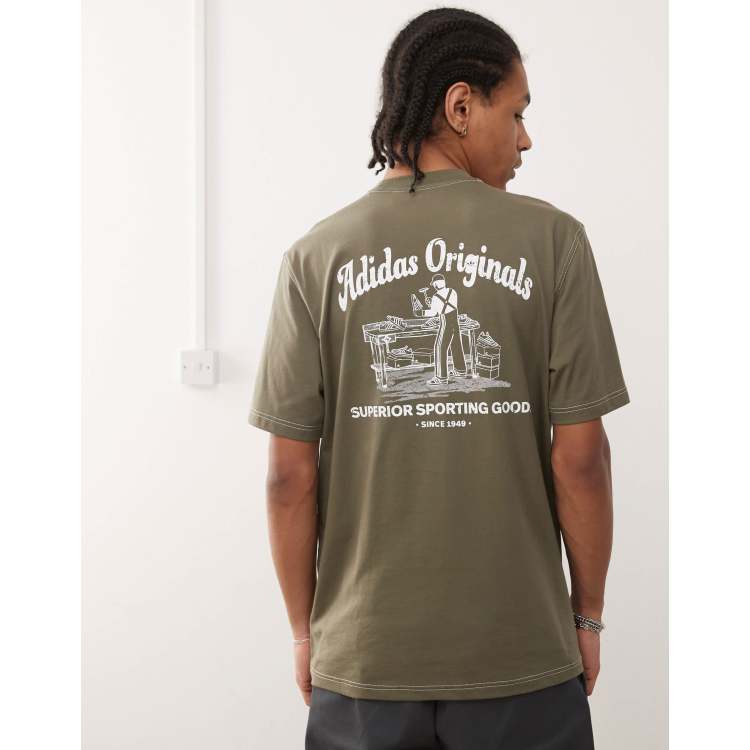 adidas Originals back graphic t shirt in khaki