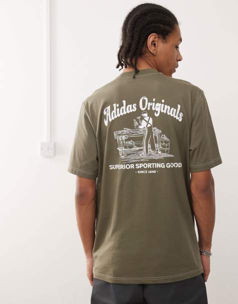 adidas Originals back graphic t-shirt in khaki
