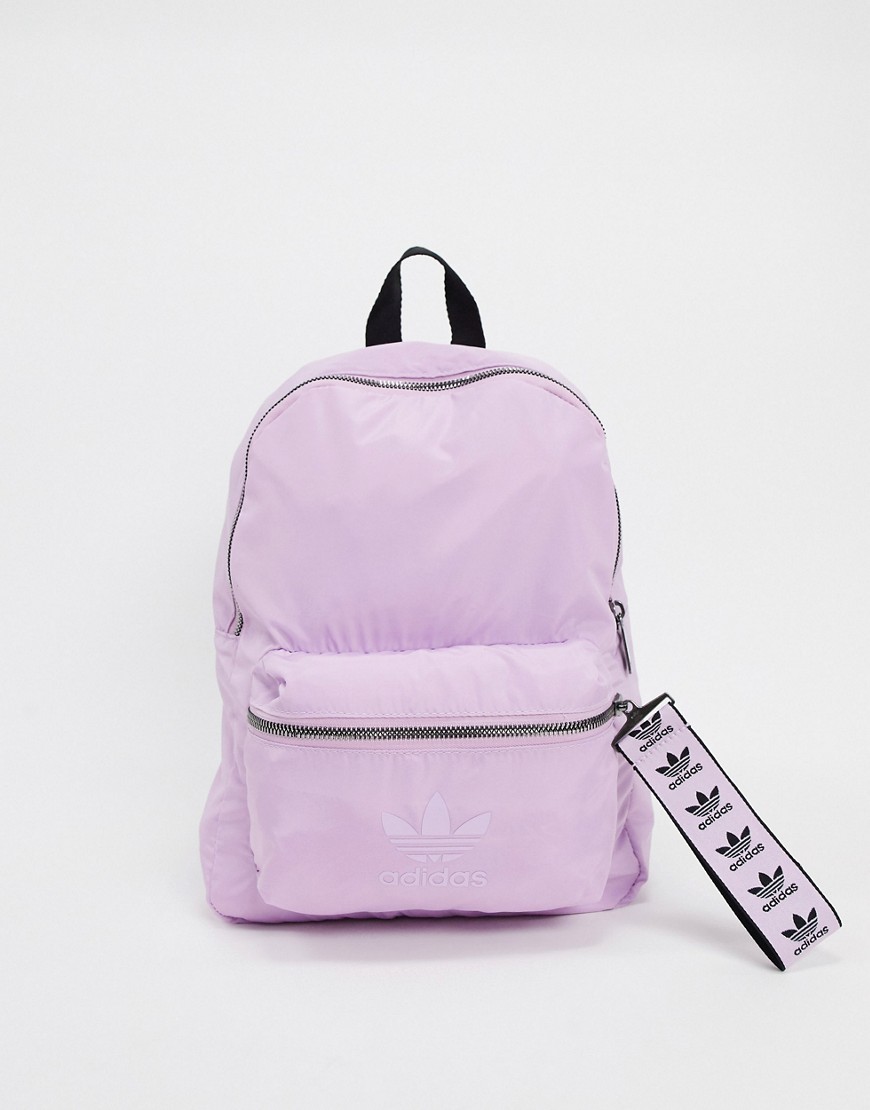 Adidas Originals backpack in lilac with trefoil zip pull-Purple