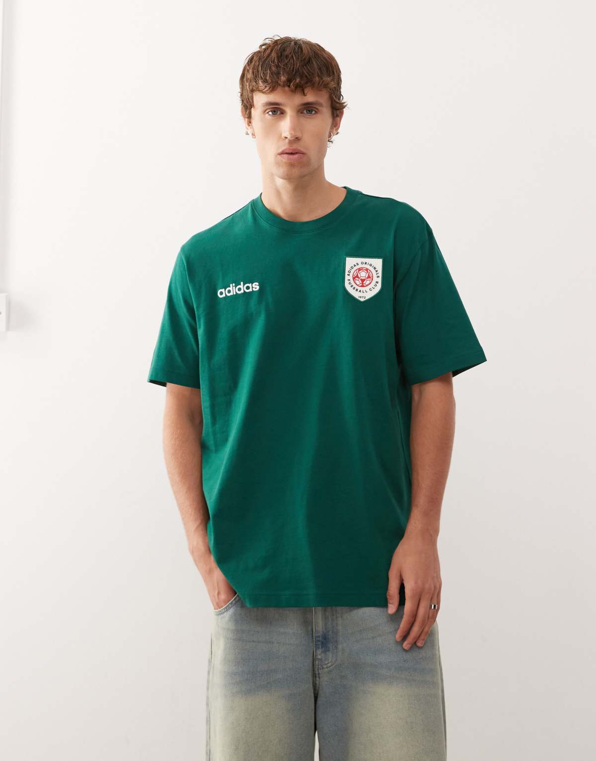 adidas Originals Badge graphic tee in collegiate green / collegiate