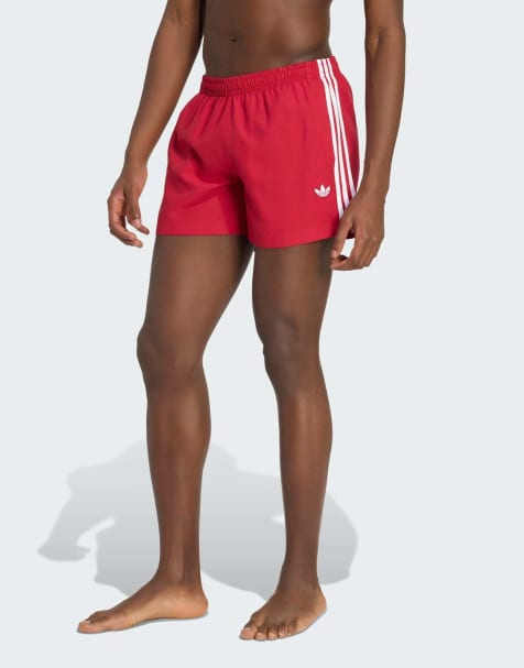 adidas Originals badshorts med 3 ränder i team victory red - view 1