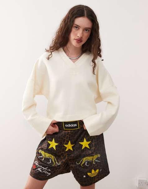 adidas Originals ballet v-neck sweat in cream