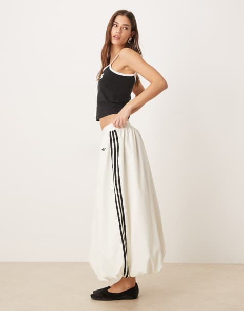 adidas Originals Balloon long skirt in off white