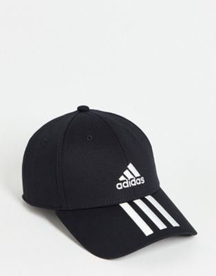 adidas Originals baseball 3-Stripes twill cap in black and white