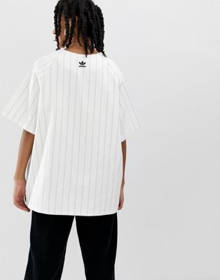 adidas originals baseball jersey in white stripe