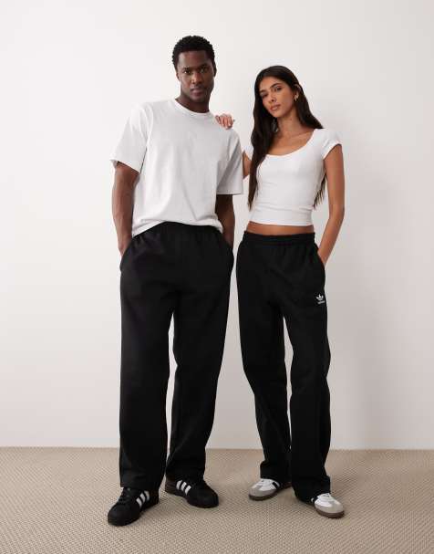 adidas Originals – Basic-Jogginghose in Schwarz mit offenem Saum - view 1