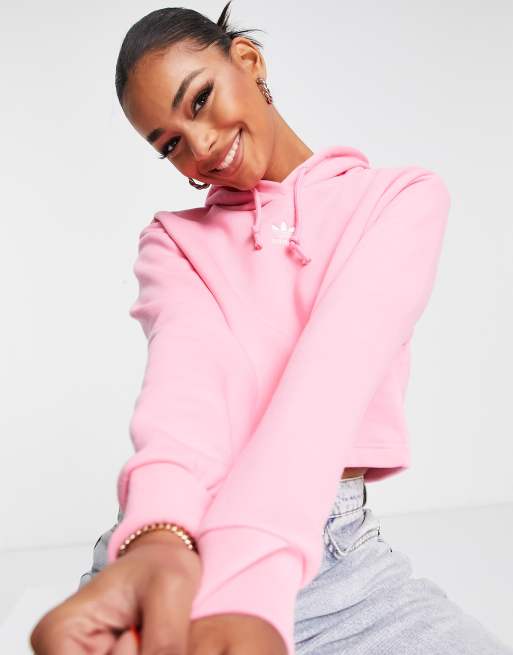 adidas Originals – Basic-Kapuzenpullover mit kurzem Schnitt n Rosa
