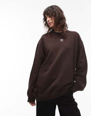 adidas Originals - Basic-Sweatshirt in Braun mit Rundhalsausschnitt-Brown