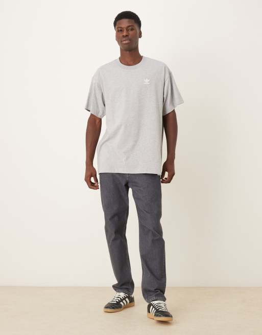 adidas Originals – Basic-T-Shirt in meliertem Grau mit Oversize-Passform, 2 von 5