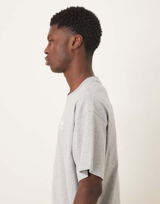 adidas Originals – Basic-T-Shirt in meliertem Grau mit Oversize-Passform, 4 von 5