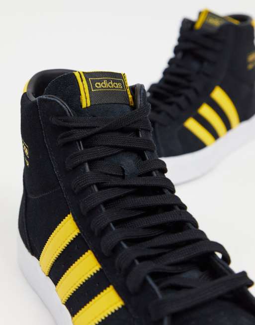 Black and yellow hot sale adidas high tops