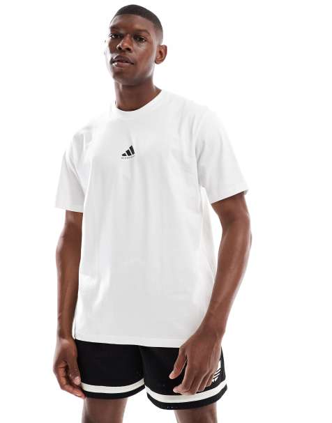 adidas Originals – Basketball – Biały T-shirt z czarną grafiką - view 1