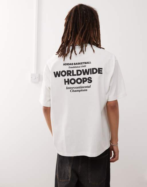 adidas Originals – Basketball – Biały T-shirt z grafiką