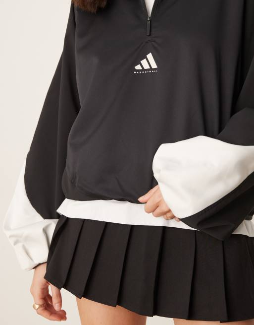 adidas Originals – Basketball – Czarna kurtka z wysokim