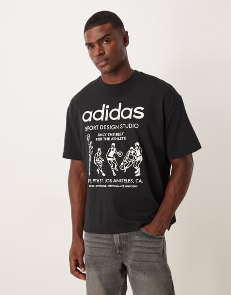 adidas Originals – Basketball – Czarny T-shirt z grafiką - view 1