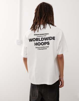 [adidas Originals] adidas Originals Basketball graphic t-shirt in white L Cloud white