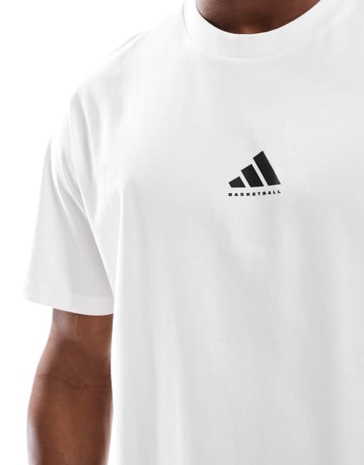 adidas Originals basketball graphic tee in white / black, 2 of 4