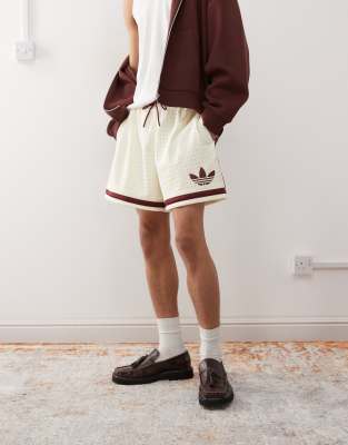 adidas Originals Basketball shorts in cream warp knit - view 1