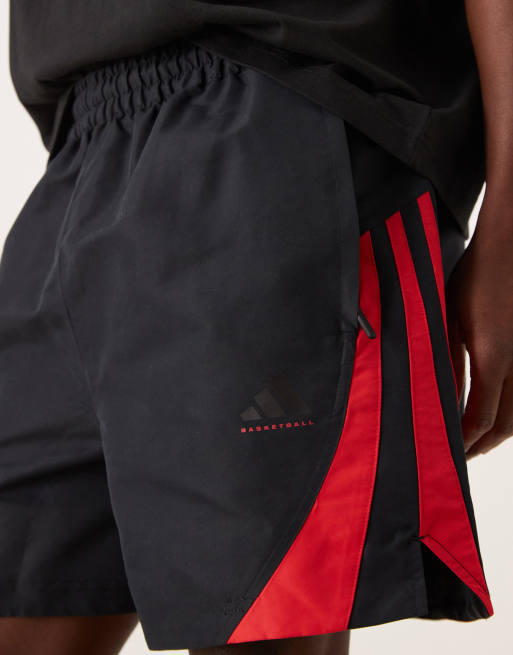 adidas Originals – Basketball-Shorts in Schwarz und Rot, 4 von 5
