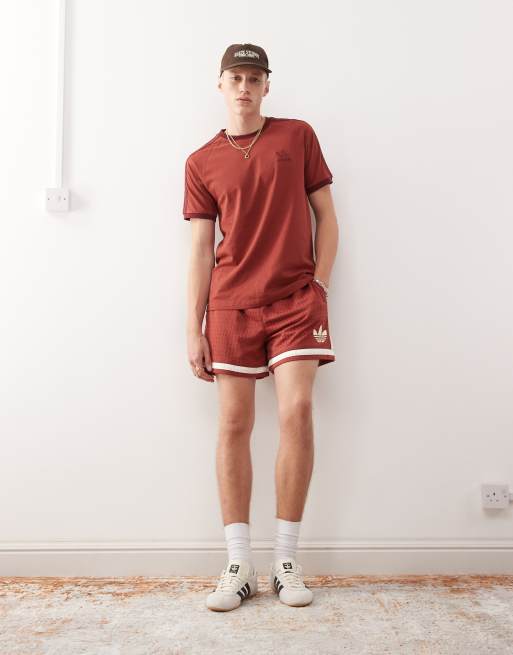adidas Originals – Basketball Warp – Czerwone szorty z dzianiny