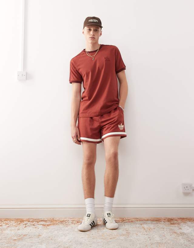 [adidas Originals] adidas Originals Basketball Warp knit short in red L preloved ruby/ivory